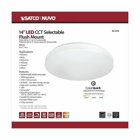 NUVO Fixture Led Flush 11In White 62/746